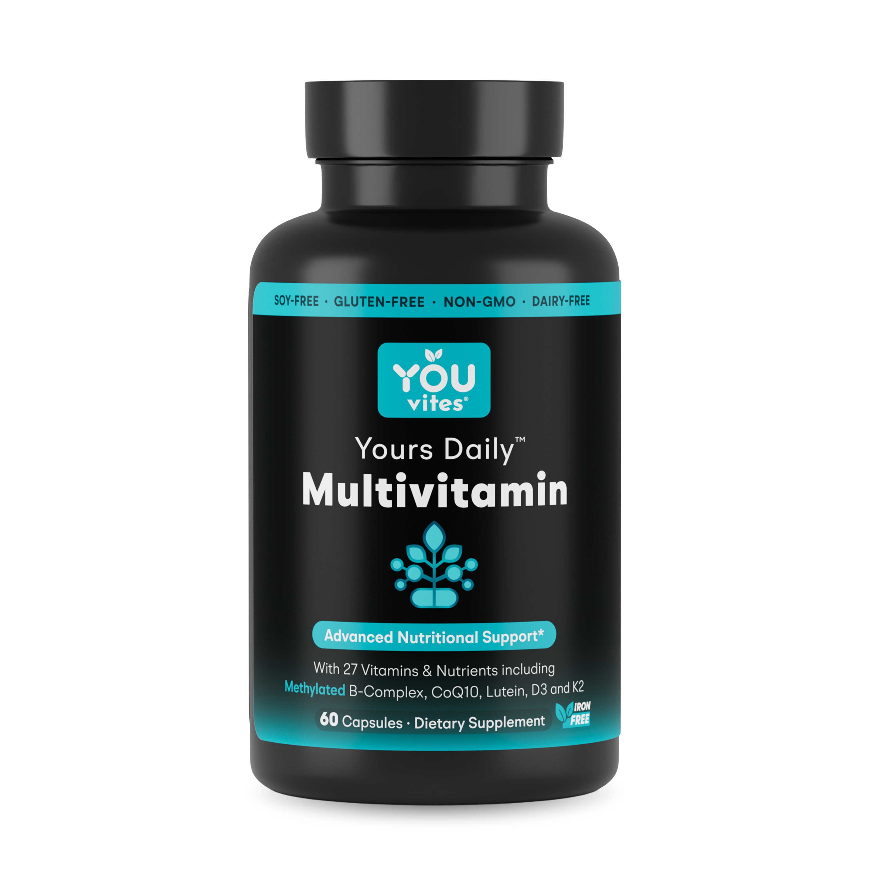 You Vites Yours Daily - Methylated Multivitamin - Iron-Free, Methyl B12, Methylfolate, CoQ10 - 60 Capsules