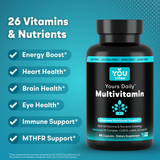 You Vites Yours Daily - Methylated Multivitamin - Iron-Free, Methyl B12, Methylfolate, CoQ10 - 60 Capsules