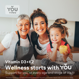 You Vites Summer Days - Vitamin D3+K2 - 5000 IU D3 & 100 mcg K2 MK-7, with BioPerine - 90 Capsules