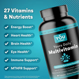 You Vites Yours Daily - Methylated Multivitamin - Iron-Free, Methyl B12, Methylfolate, CoQ10 - 60 Capsules